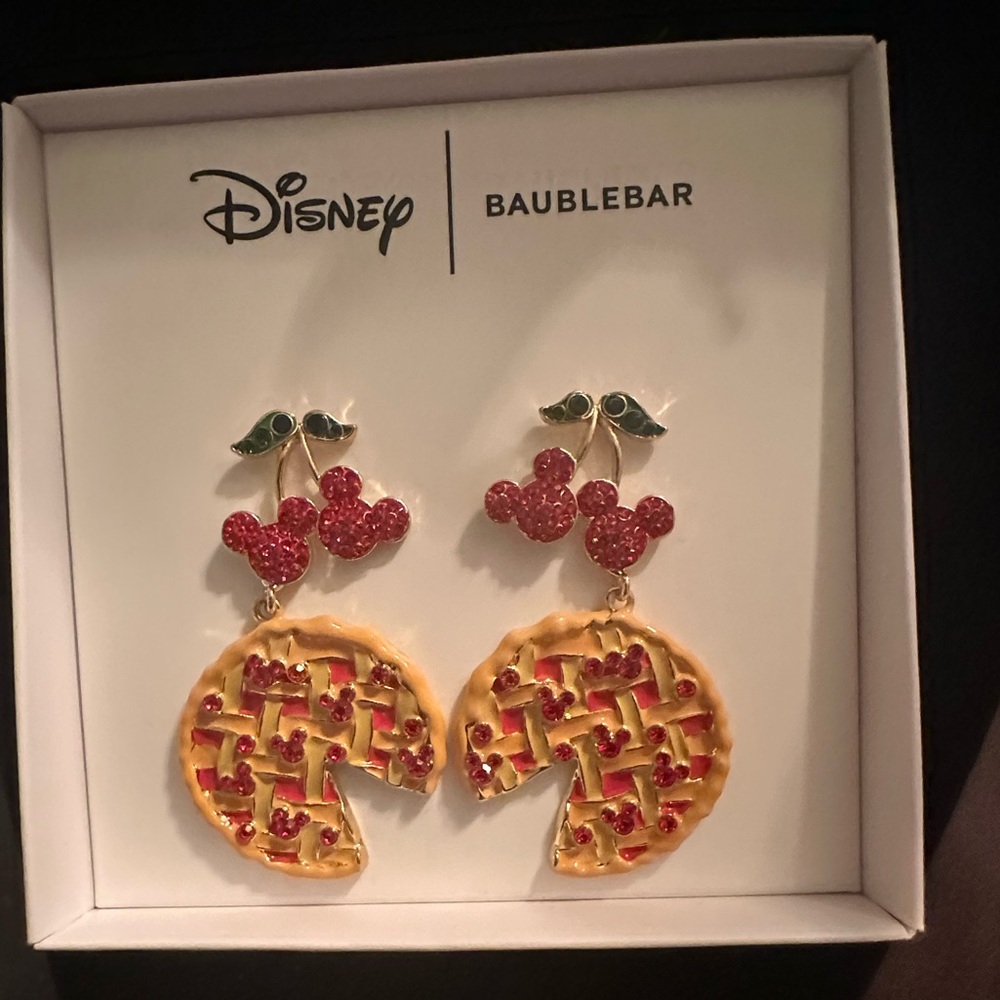 New! Disney Baublebar Cherries overtop waffles Earrings - Picture 4 of 7
